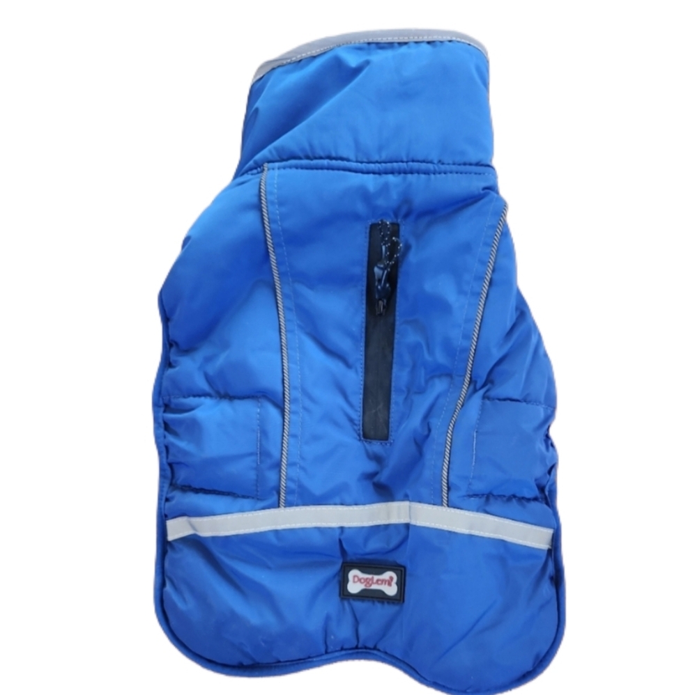 Blue Small Dog Coat with Reflective Stripes Nwot‎ Doglemi